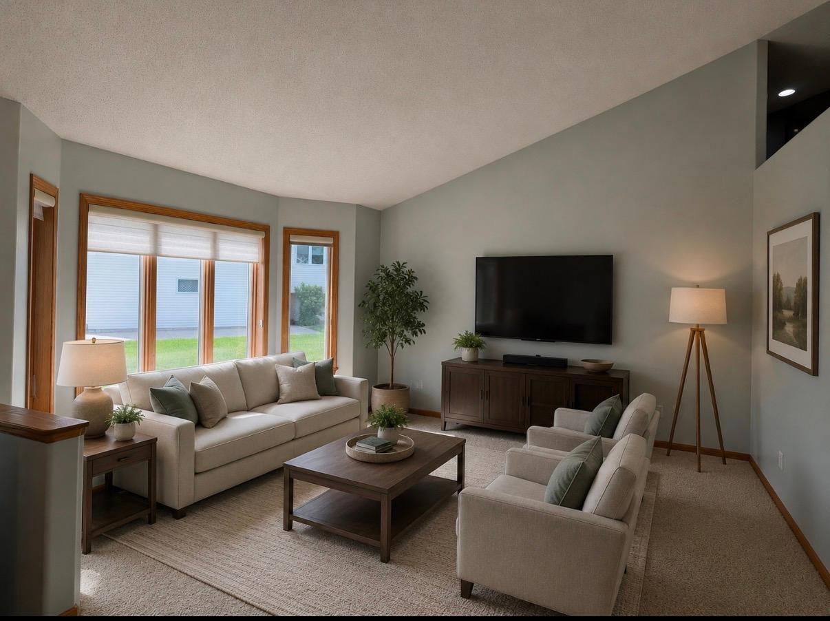 Digitally Staged Front Living Room