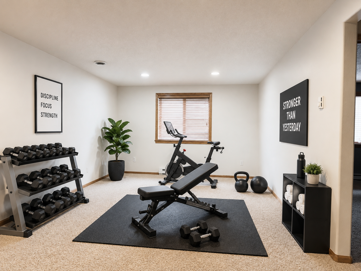 Lower-level workout room - 21' x 12.7'Virtual Workout Room
