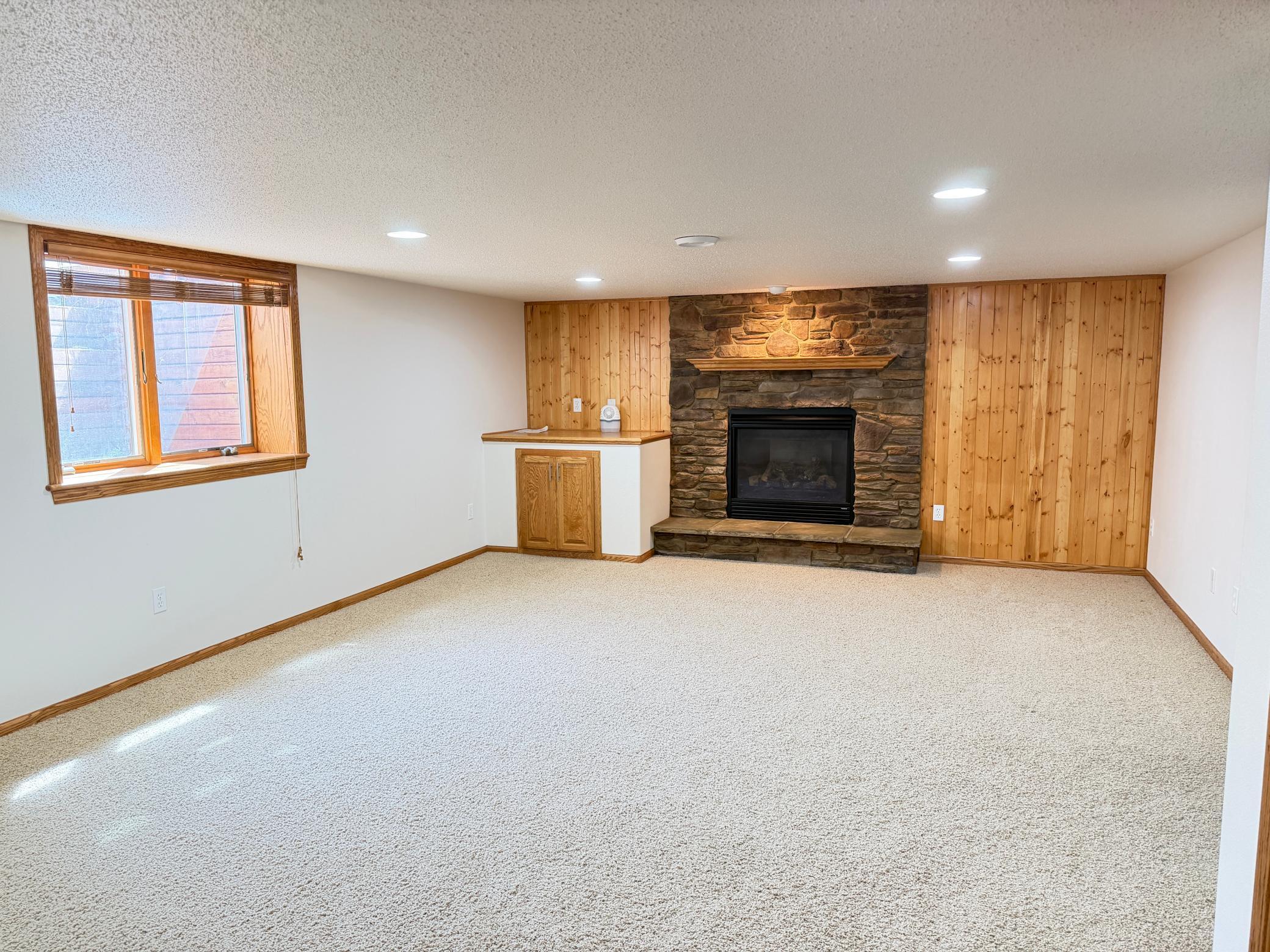 Lower-level family room with cozy gas fireplace - 23.2' x15.10'