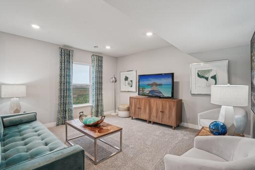 All of that living space up-plus this INCLUDED FINISHED lower level which features an over-sized bedroom with a walk-in closet, another full bathroom plus a giant family room! Photo is of model home. Colors and options may vary. Ask Sales Agent.