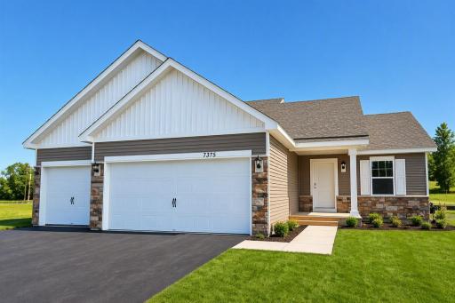 Welcome home to the Bryant II at Highlands at Eagle View in Elko New Market! Photo is of actual home. Options and colors may vary. Ask Sales Agent for details. AI-generated landscaping for visualization. Actual yard condition may differ.