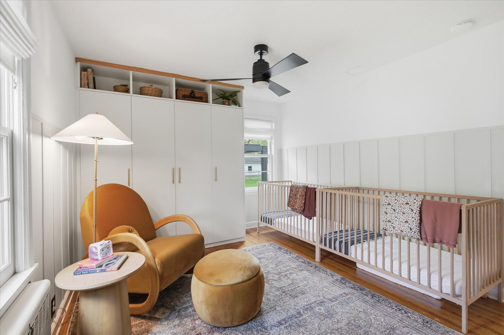 The wainscoting and refinished Douglas Fir floors add to an already lovely space.