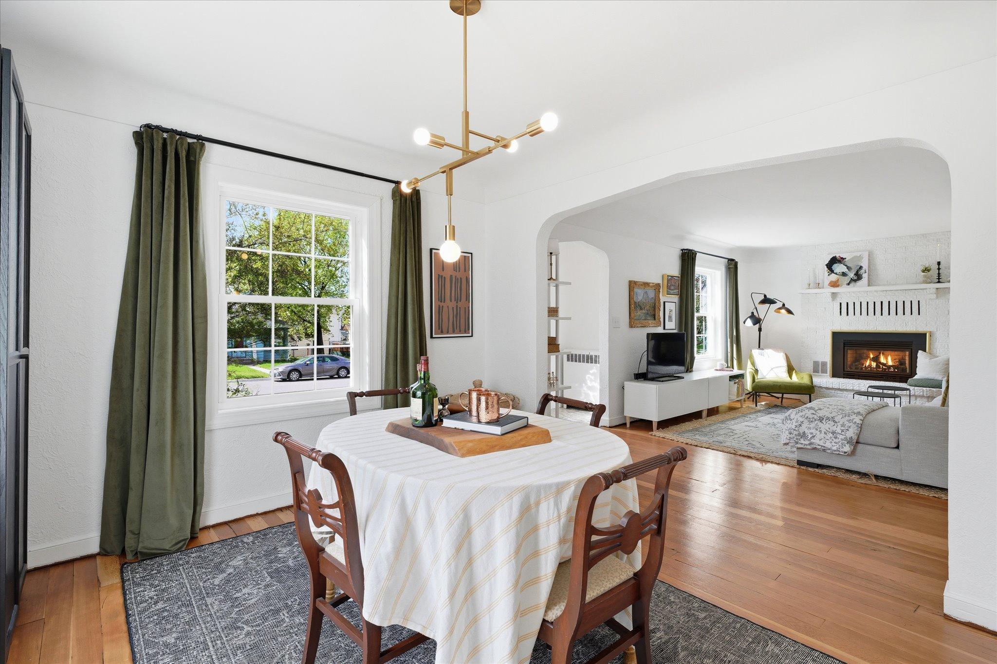 The modern light accents this beautiful work of art of a home.