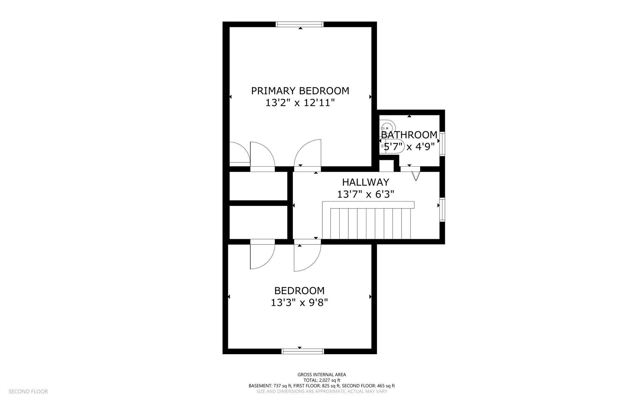 Upper Level Floorplan/Layout - note there IS A BATHROOM!!!