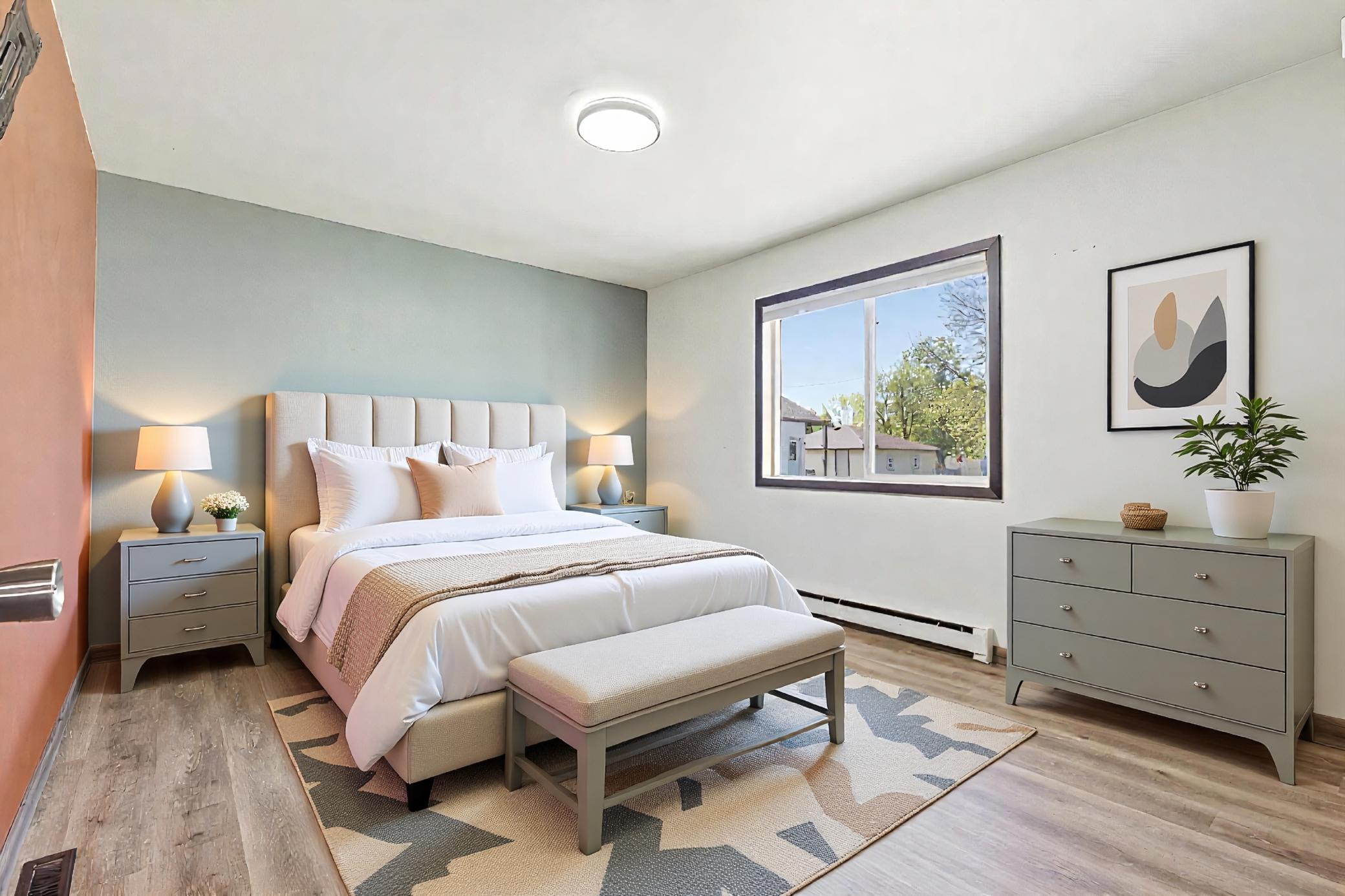 Virtually staged main floor bedroom