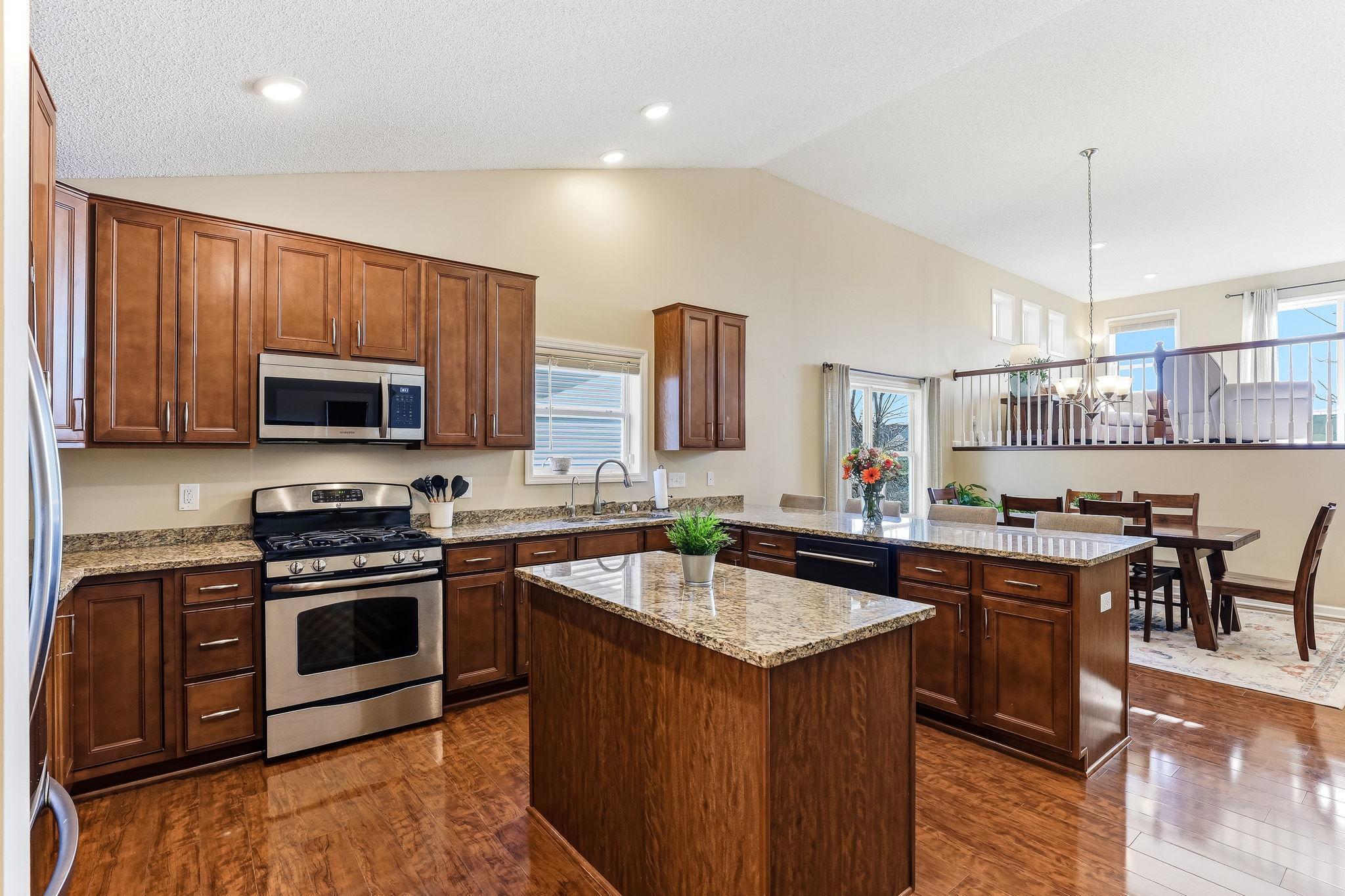Beautifully designed kitchen showcasing a center island perfect for prep and gathering.