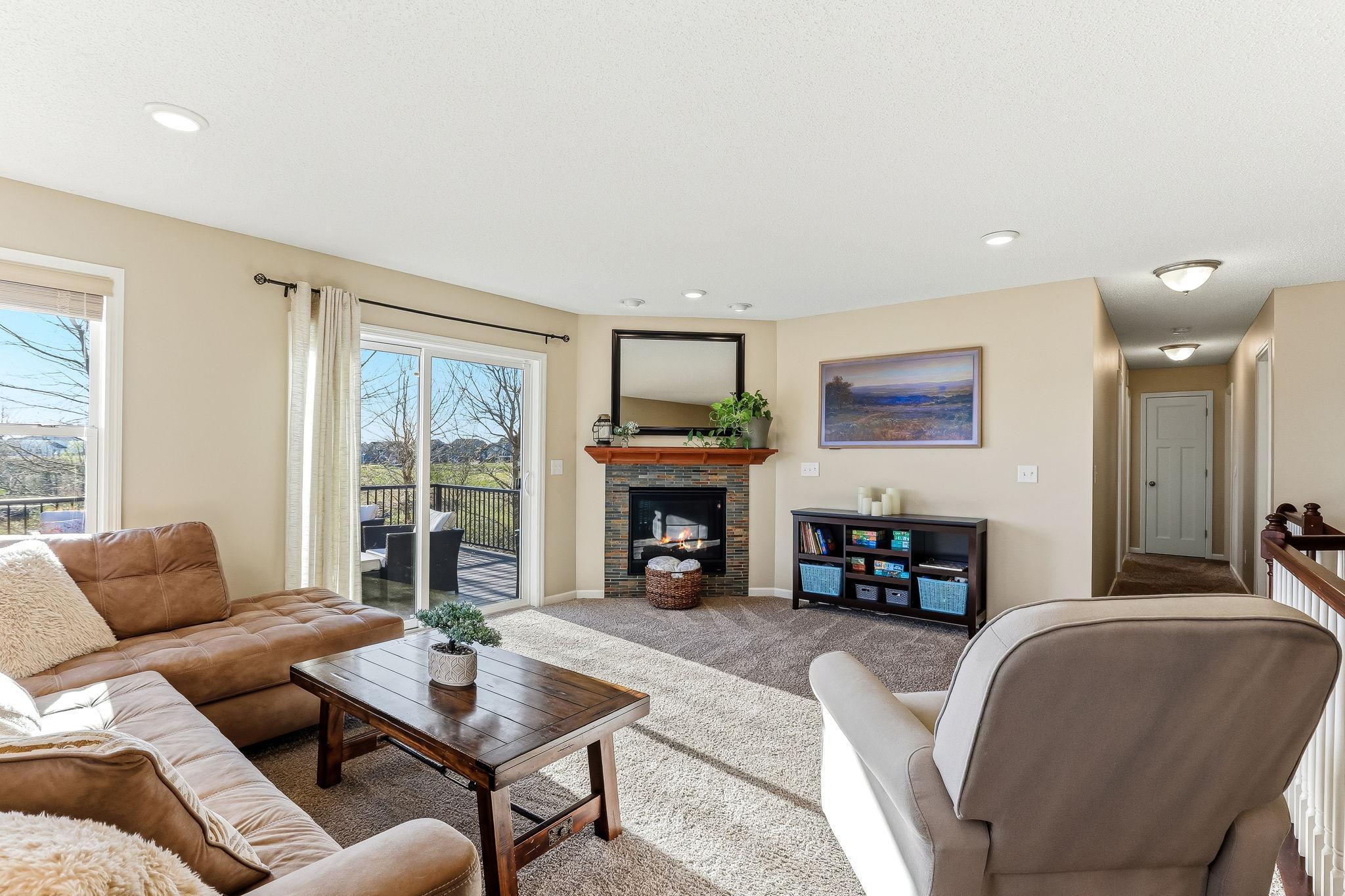 Modern recessed lighting throughout the space provides a clean, updated look while offering bright, even illumination