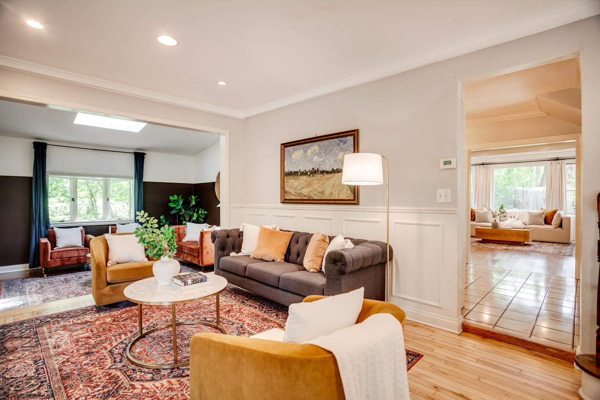 The main-level floor plan seamlessly flows from room to room.