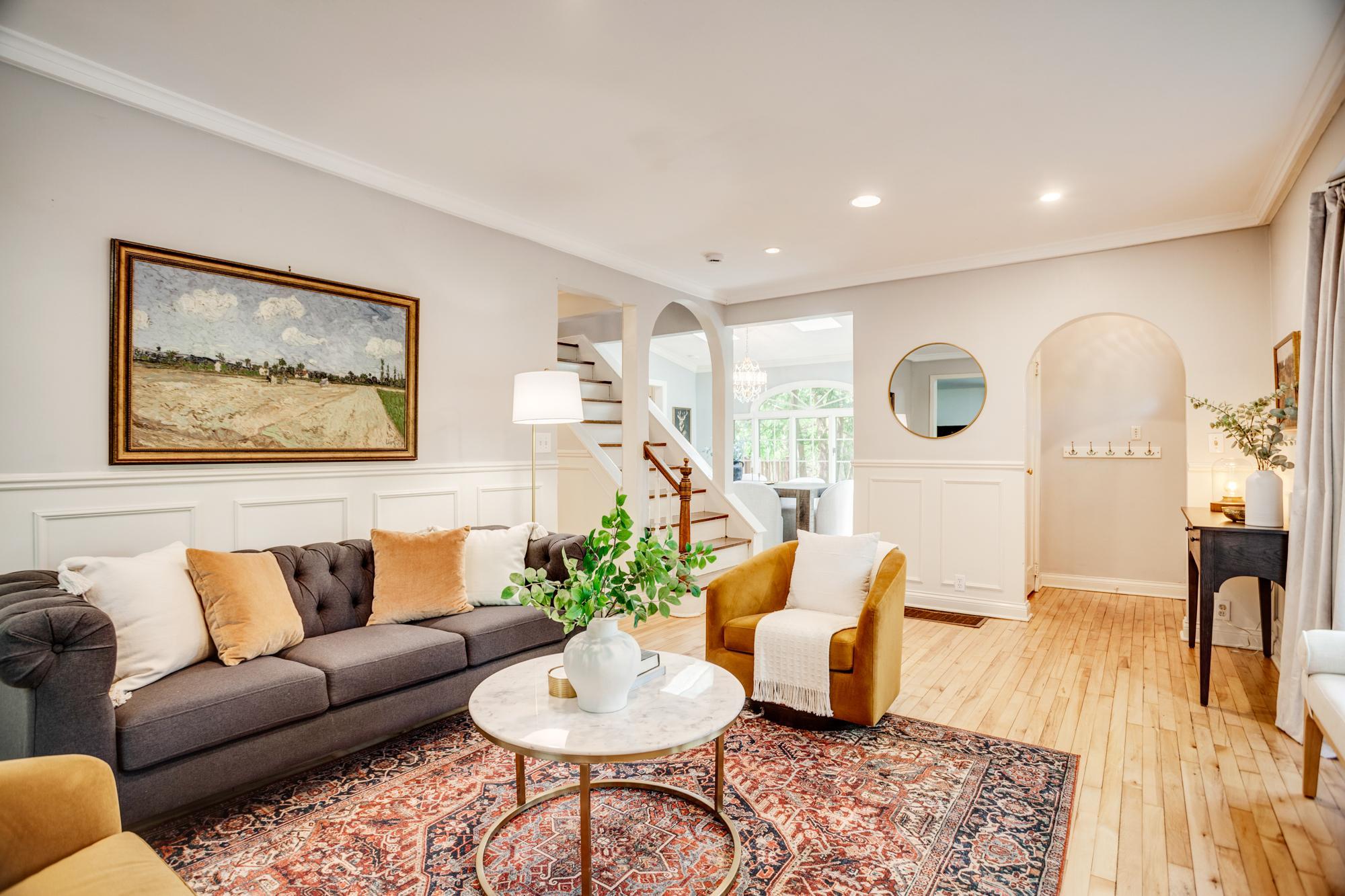 The main-level floor plan seamlessly flows from room to room.