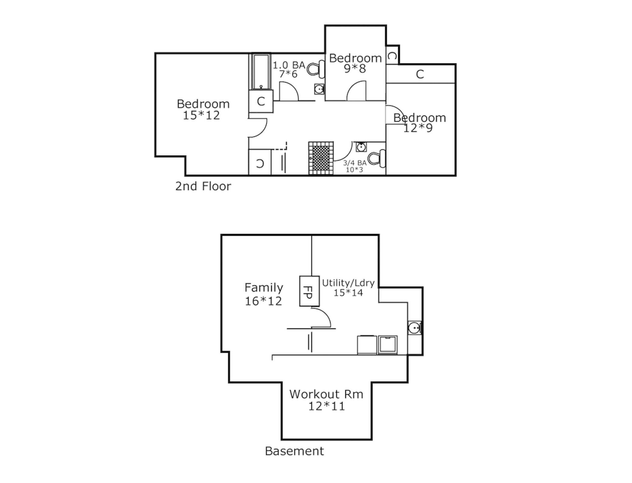 Upper and lower-level floor plan