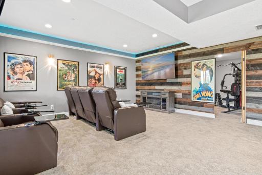 Enjoy an evening at home to watch your favorite movies. Behind the secret door is the exercise room.
