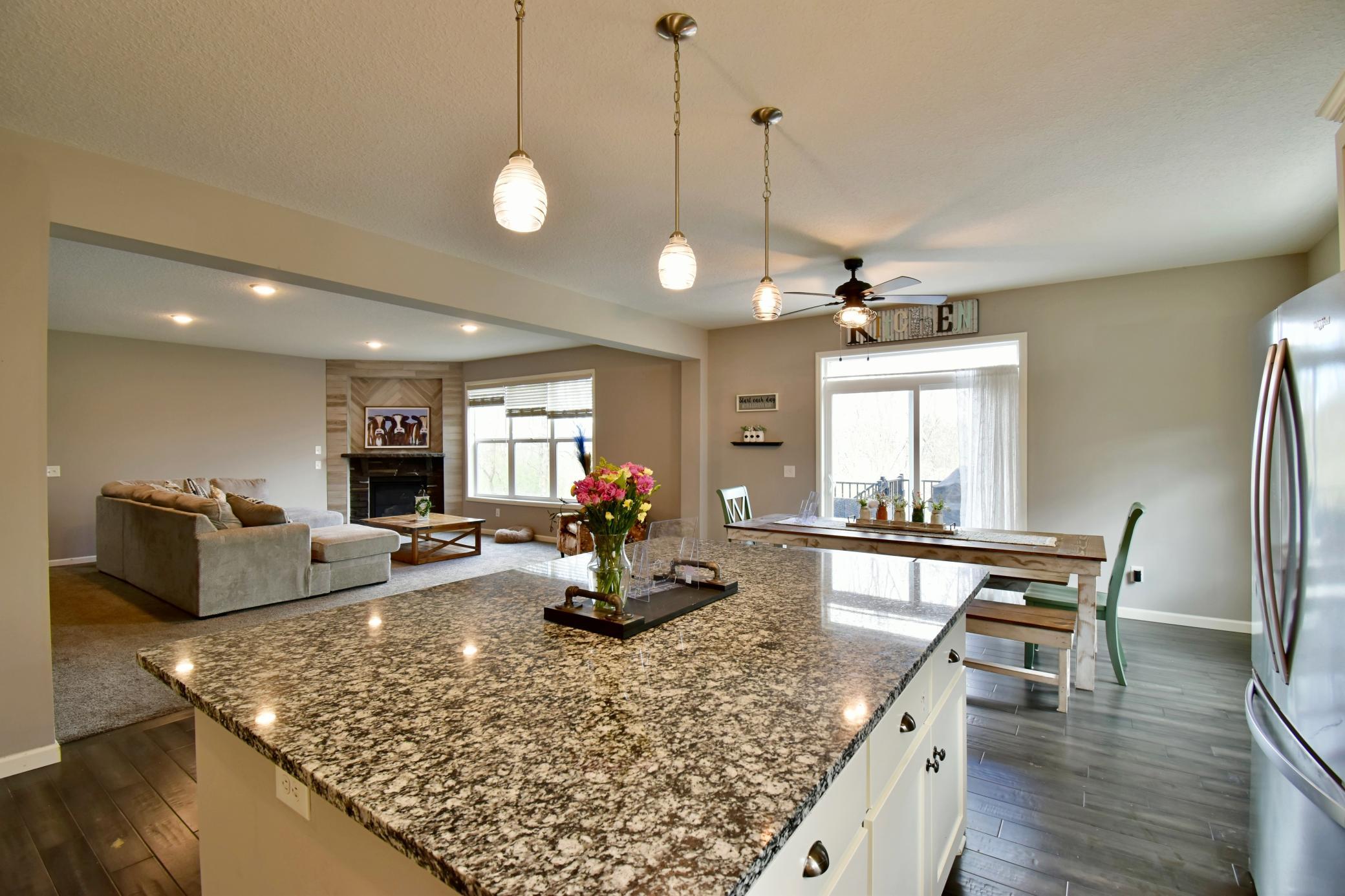 Look at all that prep space!! Pull out garbage, and white enameled cabinets.