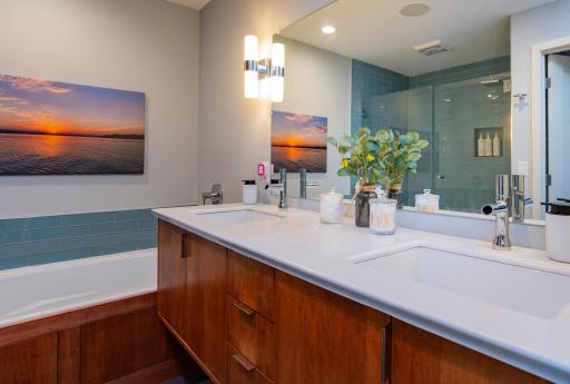 You will enjoy the convenience of dual sinks in the primary bathroom.