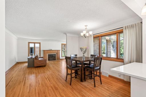 Seamless open-concept flow between the kitchen and living spaces.