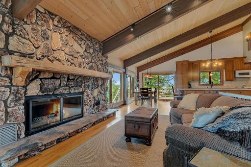 Expansive windows bring the beauty of Clearwater Lake into the heart of the home.