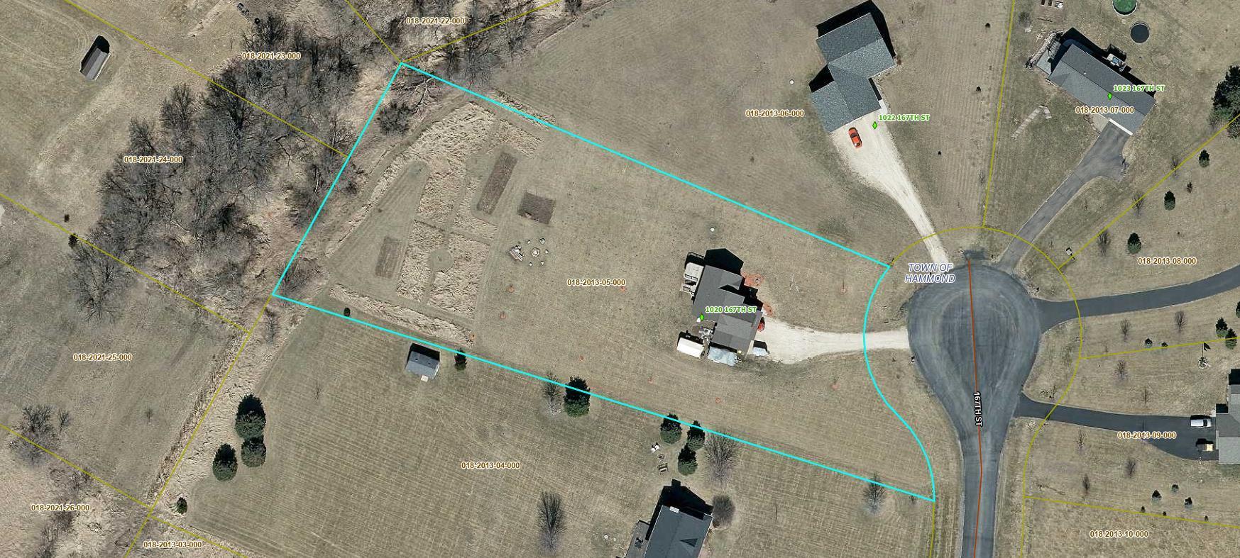 Aerial GIS of 1020 167th Street, Hammond WI.
