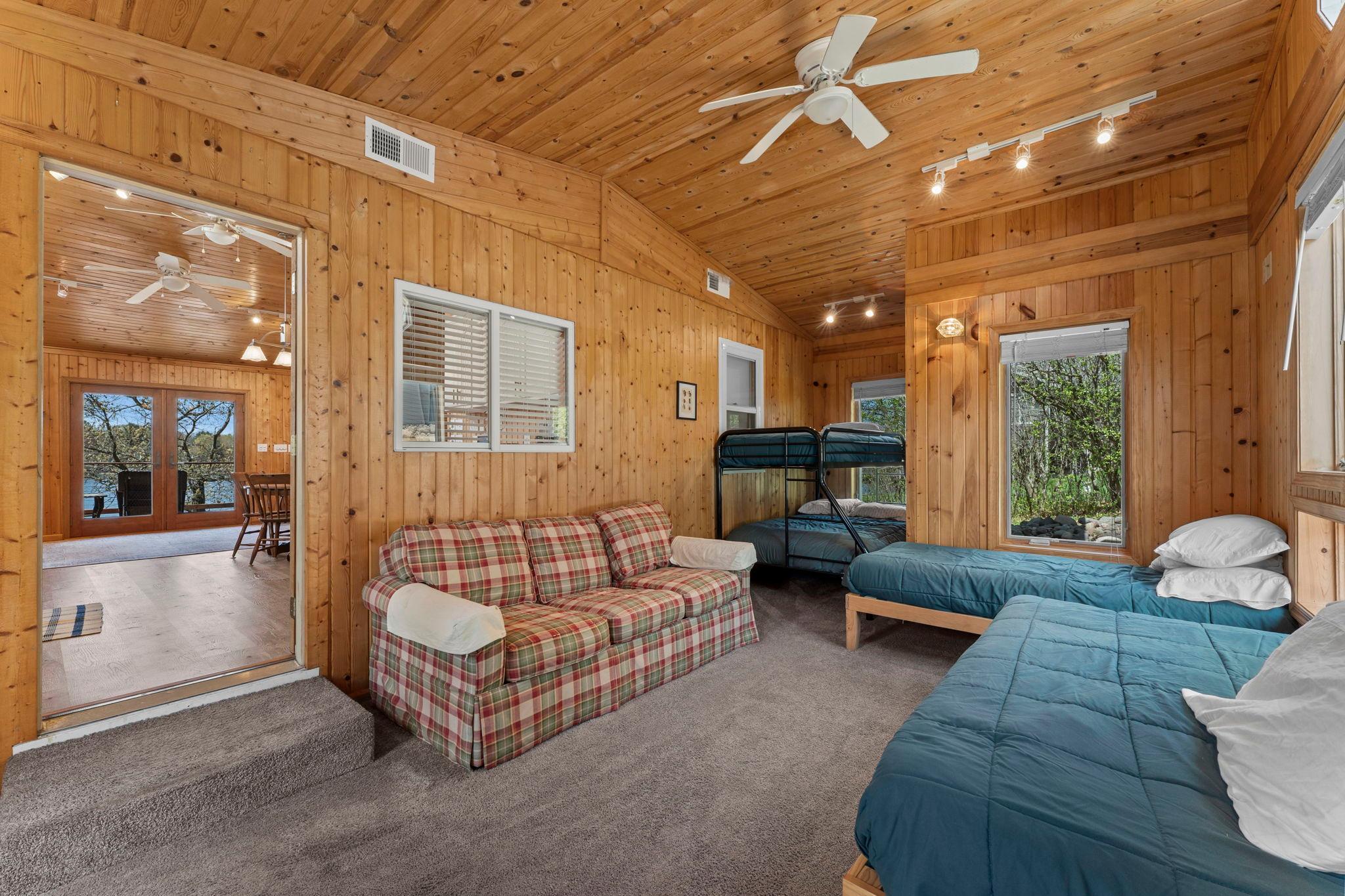 The third bedroom/flex room has many possibilities! Currently it allows for additional sleeping space or could double for another living area. This living space has a mini-split for both heat and A/C.