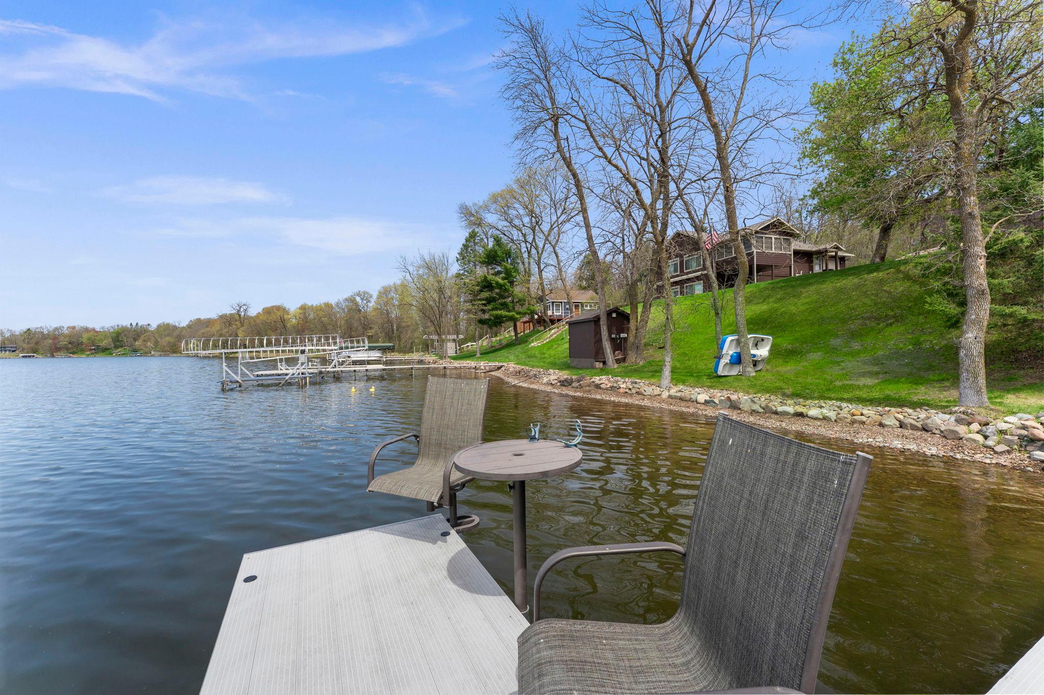 Your dock is in! Enjoy sunny afternoons and lazy evenings on the dock relaxing on the lake!