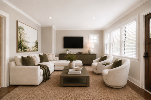 Virtually staged living room