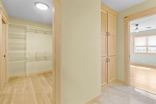 There are several pocket doors in the home for added convenience. The Walk-In closet's pocket door offers convenient access to the Laundry Room.