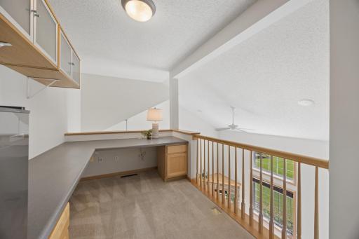 Built-in desk and cabinets in the upstairs office