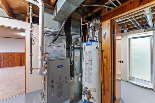 Lower level utility room into 3/4 bathroom.