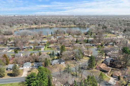 Drone shot of the neighborhood with Lower Penn Lake within walking distance!