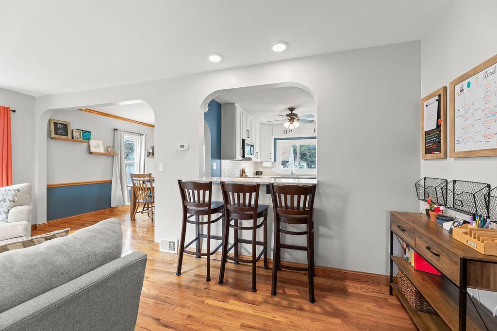 Breakfast bar view into your charming Kitchen!