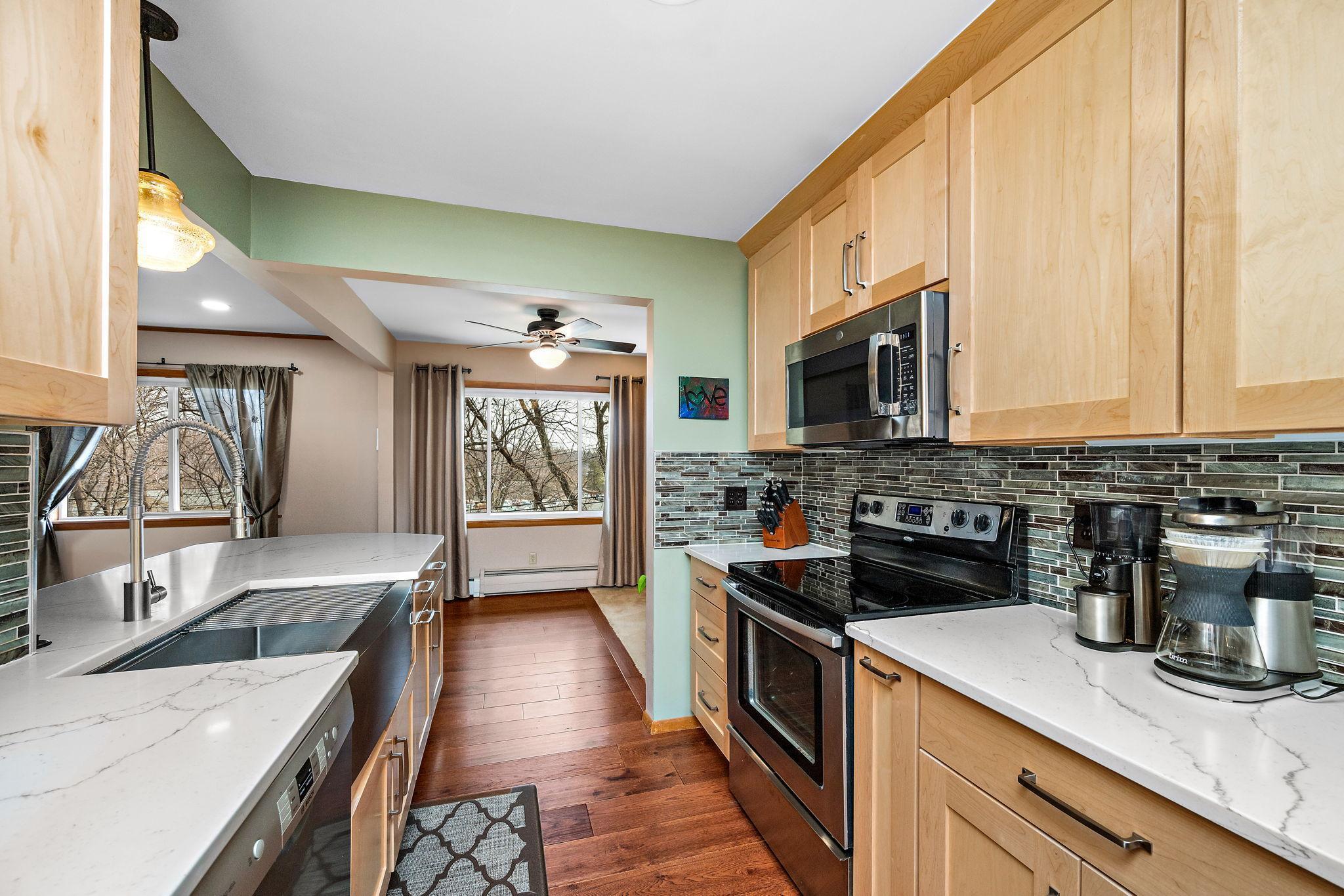 Ample cabinet and counter space!