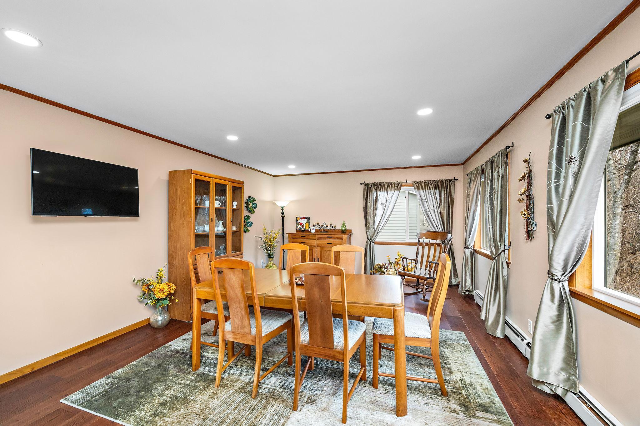 The large living room also works well as a more formal dining space!