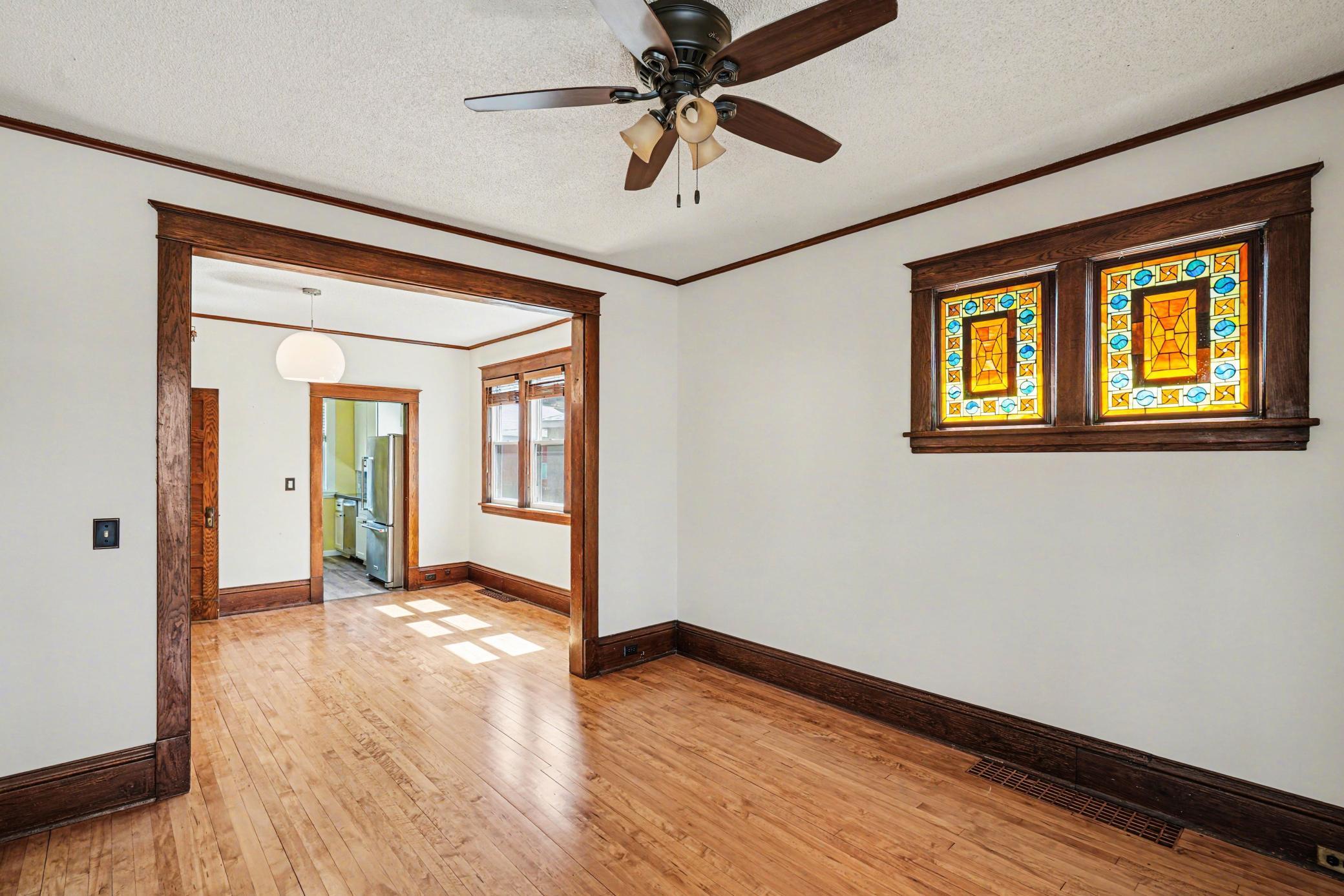 Living Room w/stain glass