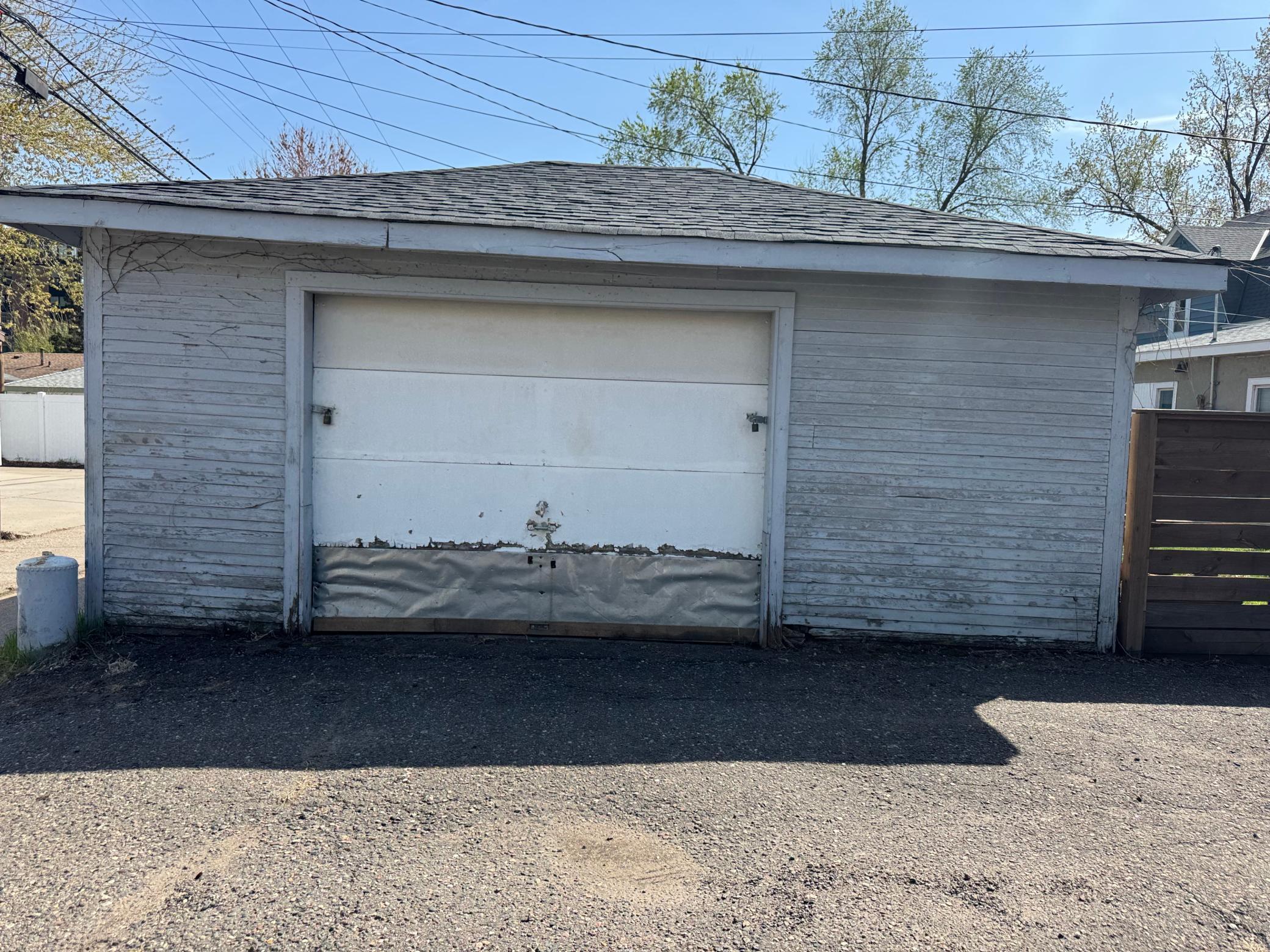 Garage - door could be reconfigured to house 2 cars.