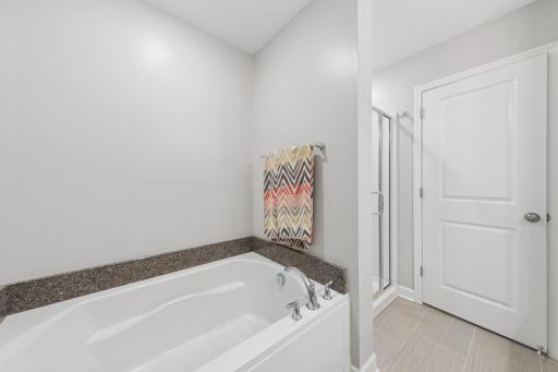Separate tub and shower in owners private bath
