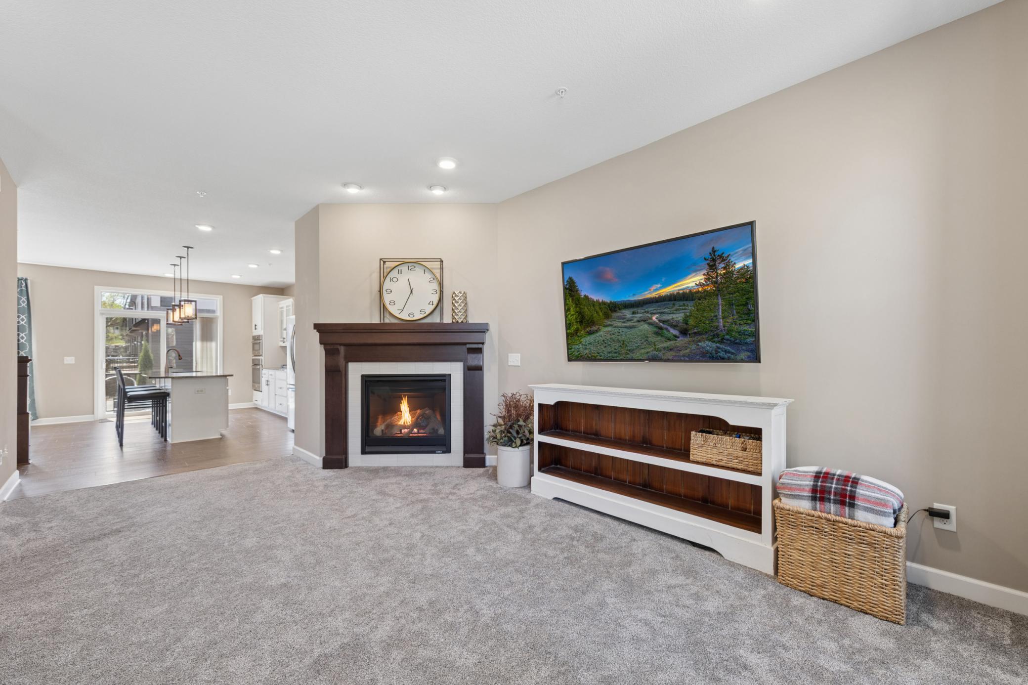 Living room flows into the kitchen