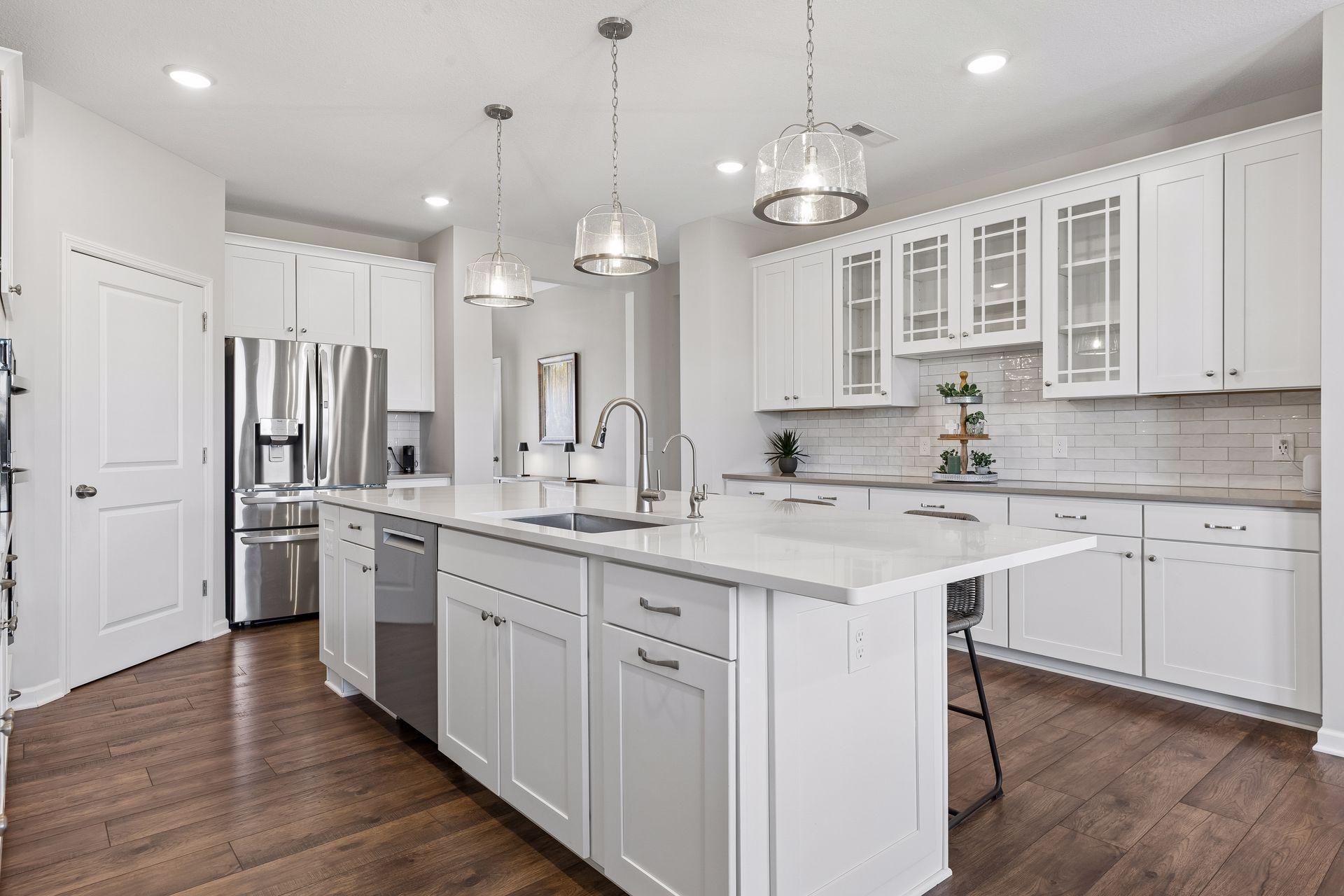 Wall of cabinets & counter in kitchen