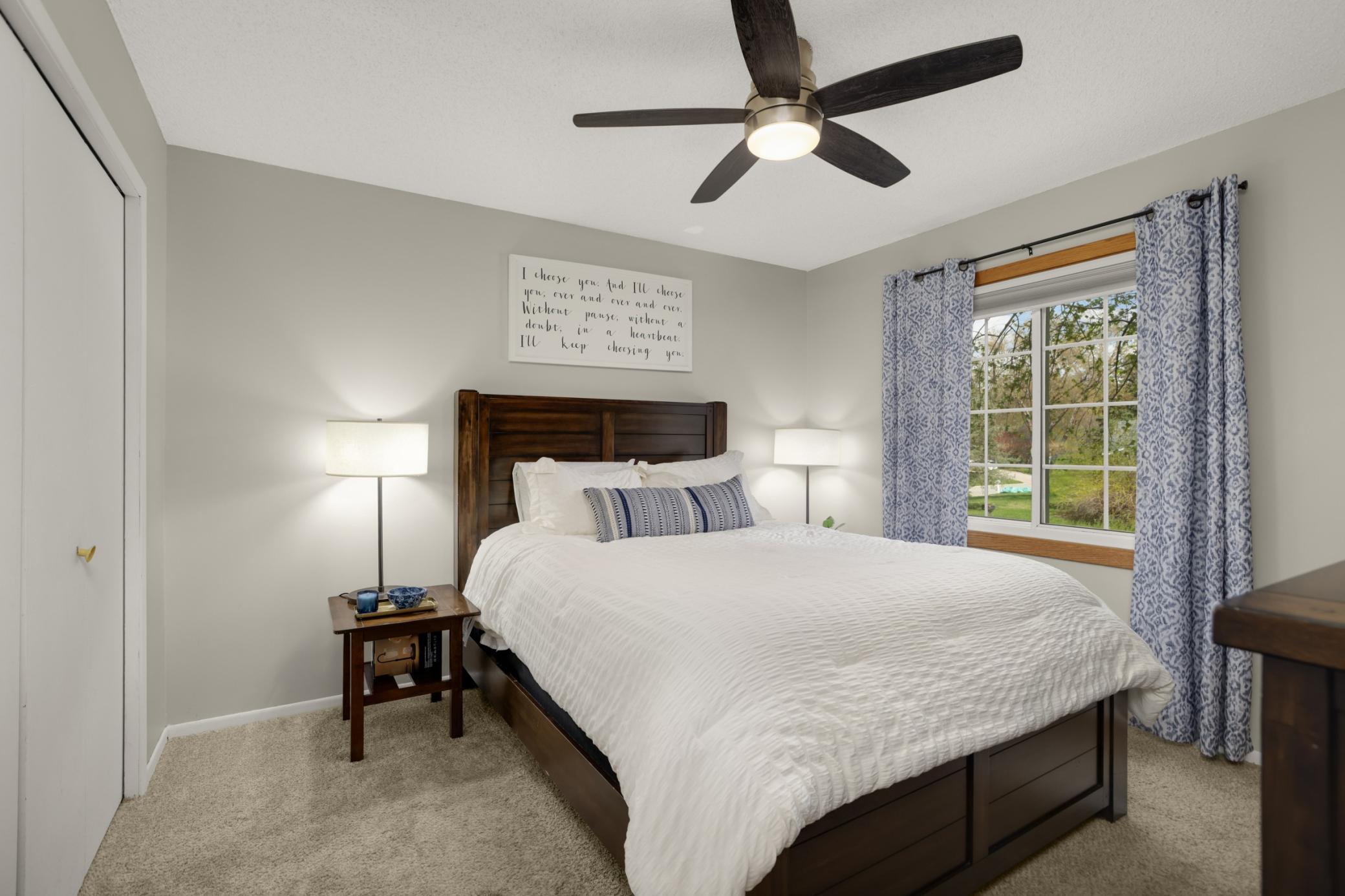 Here is the primary! The ceiling fan is such a nice touch!