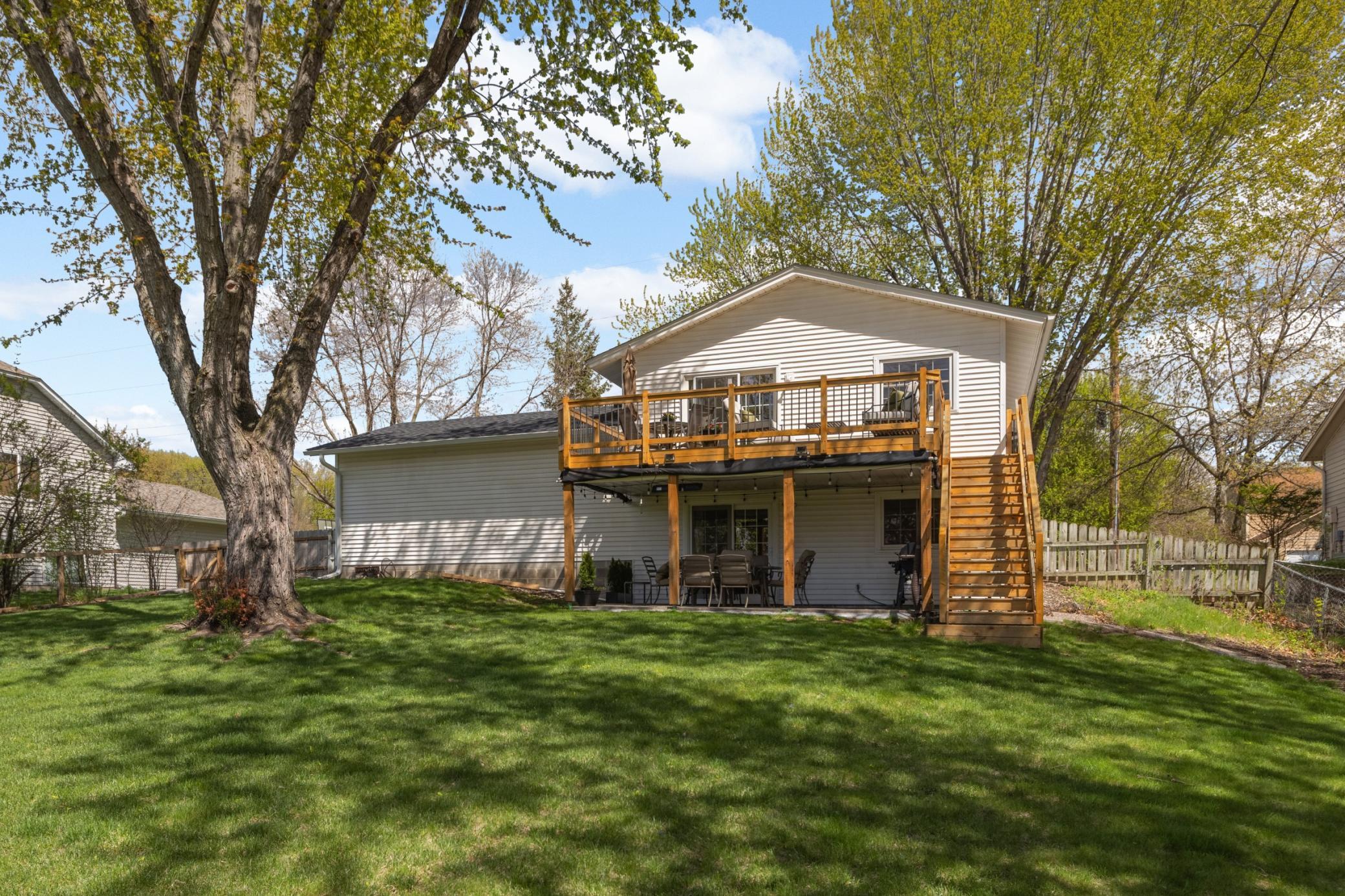 The deck spans the back of the home!