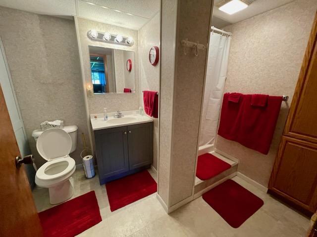 3/4 bath located downstairs