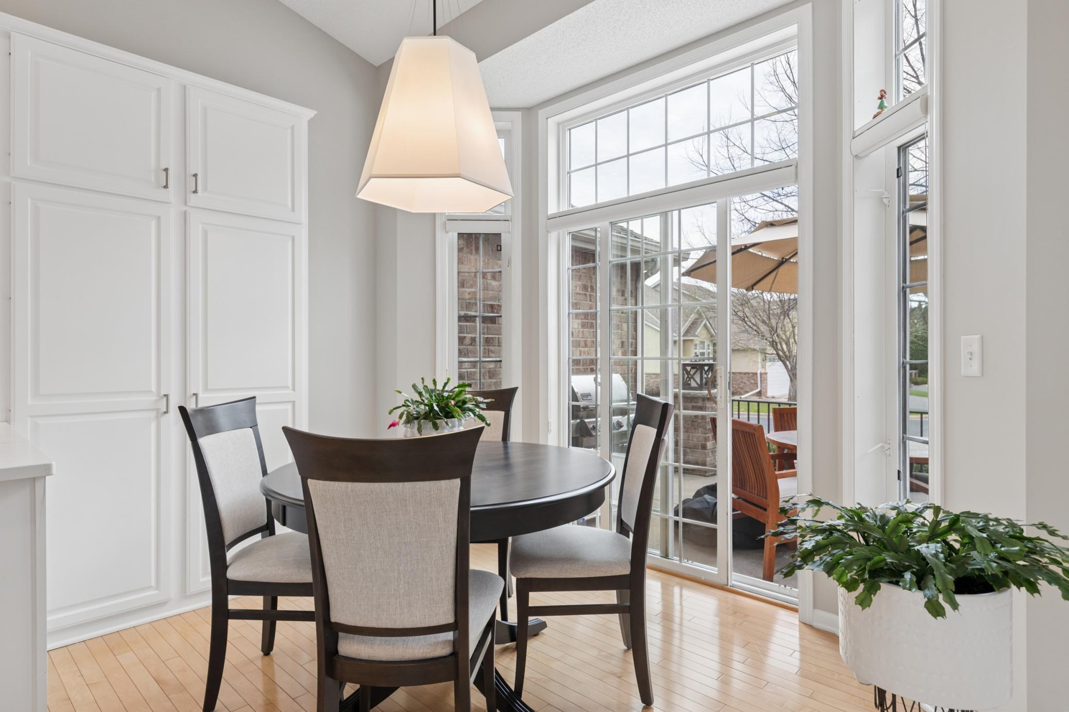 Eat in kitchen with sliding glass doors to the front patio