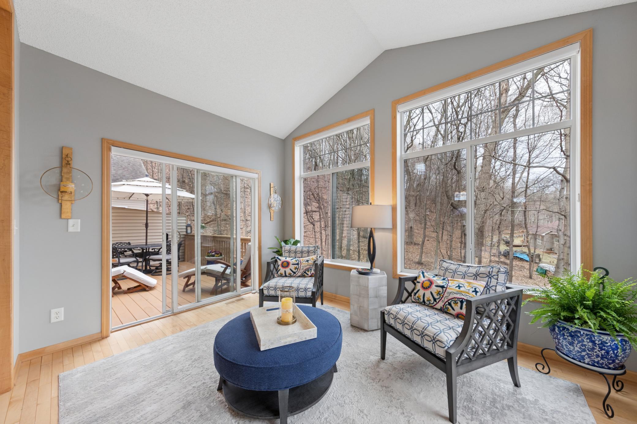 Sunroom opens to maintenance free deck