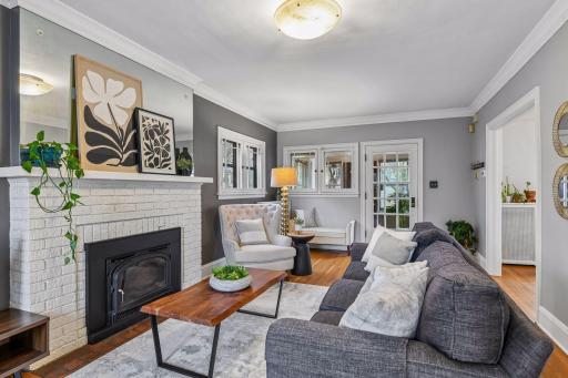 Charming fireplace as a focal point of the living area
