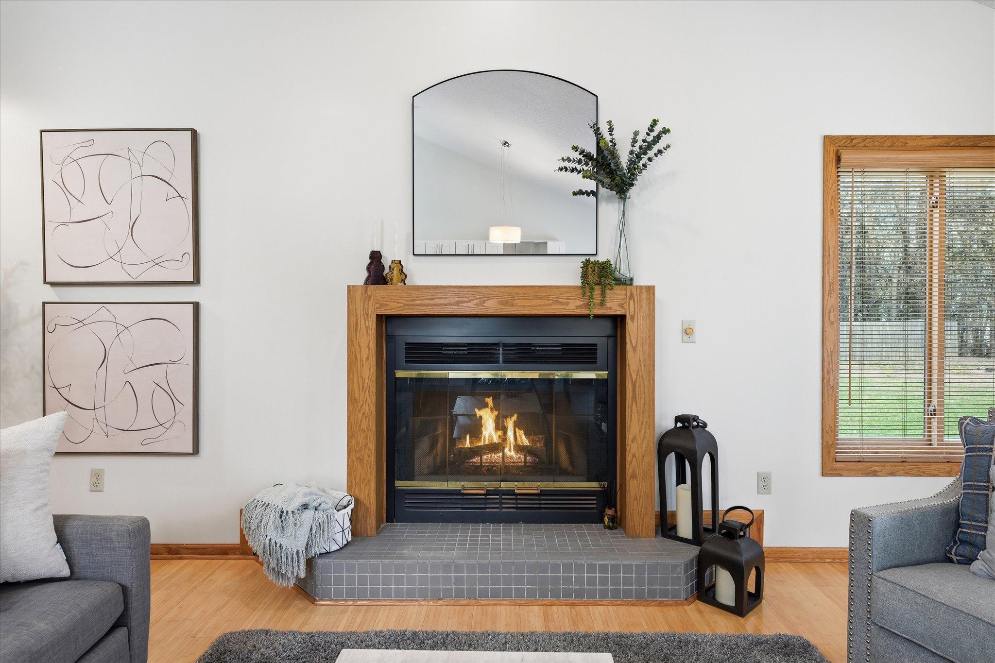 Features a beautiful wood burning fireplace!