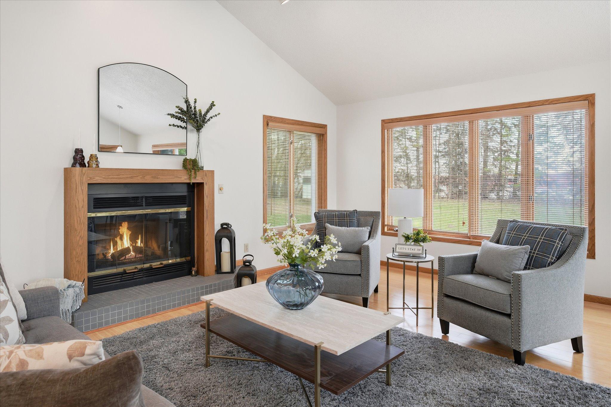 Large windows with views of the private yard!