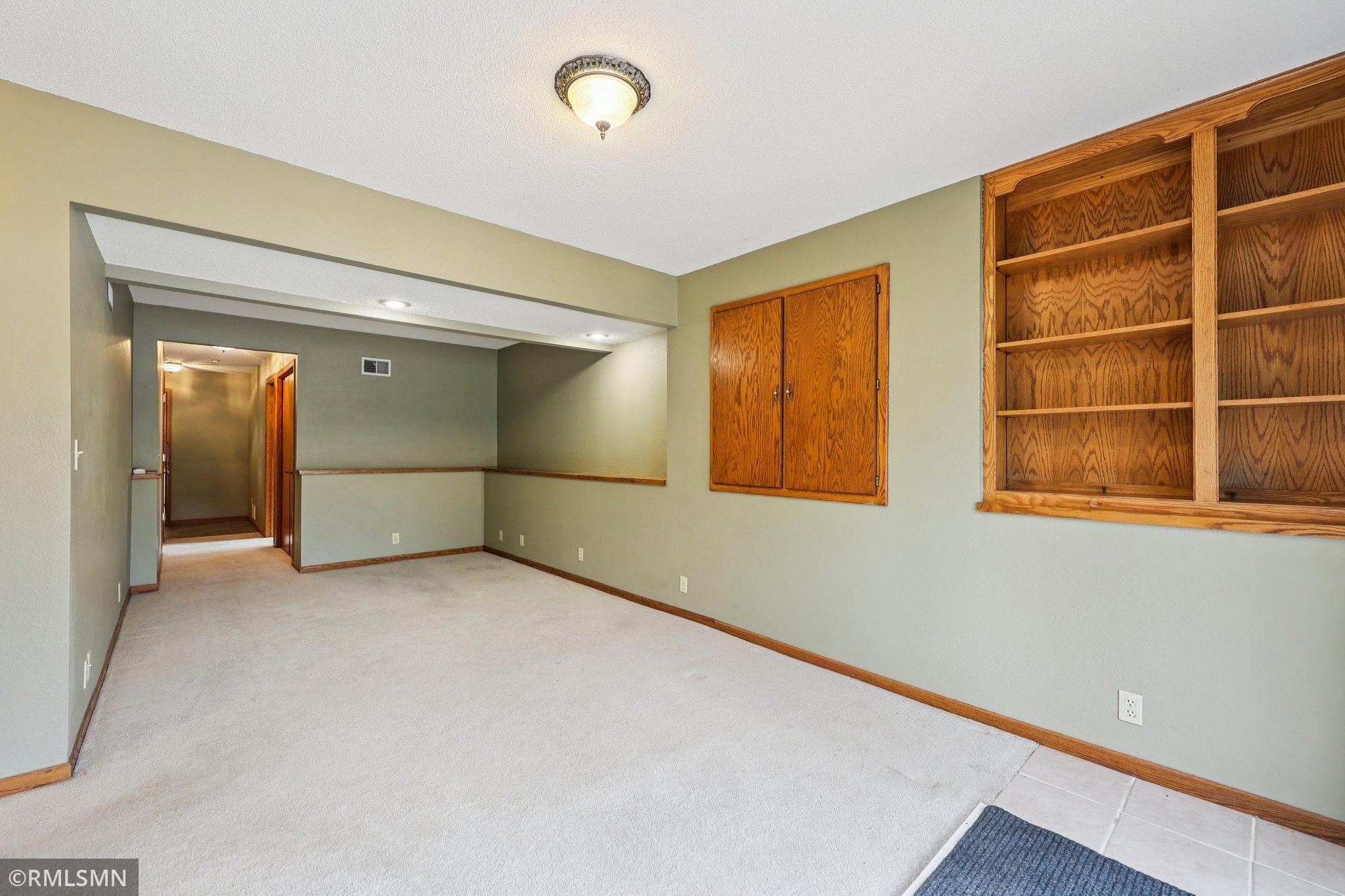Built-in bookshelves in the Family room