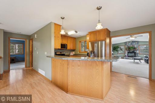 Breakfast bar, and there is a window in the kitchen that overlooks the deck!