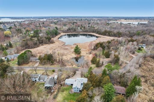 Aerial view of the pond across the street-the smaller pond in front is owned by the City.