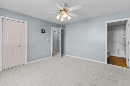 New carpet, paint in the primary bedroom. Private 3/4 bath attached.