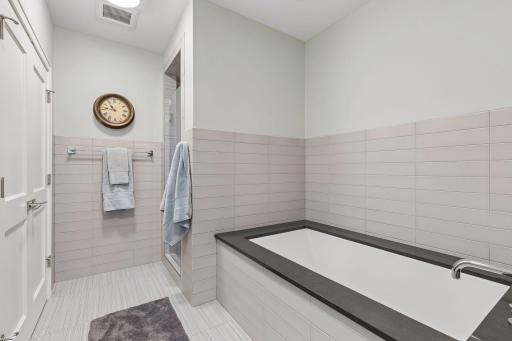 Separate tub and walk-in shower
