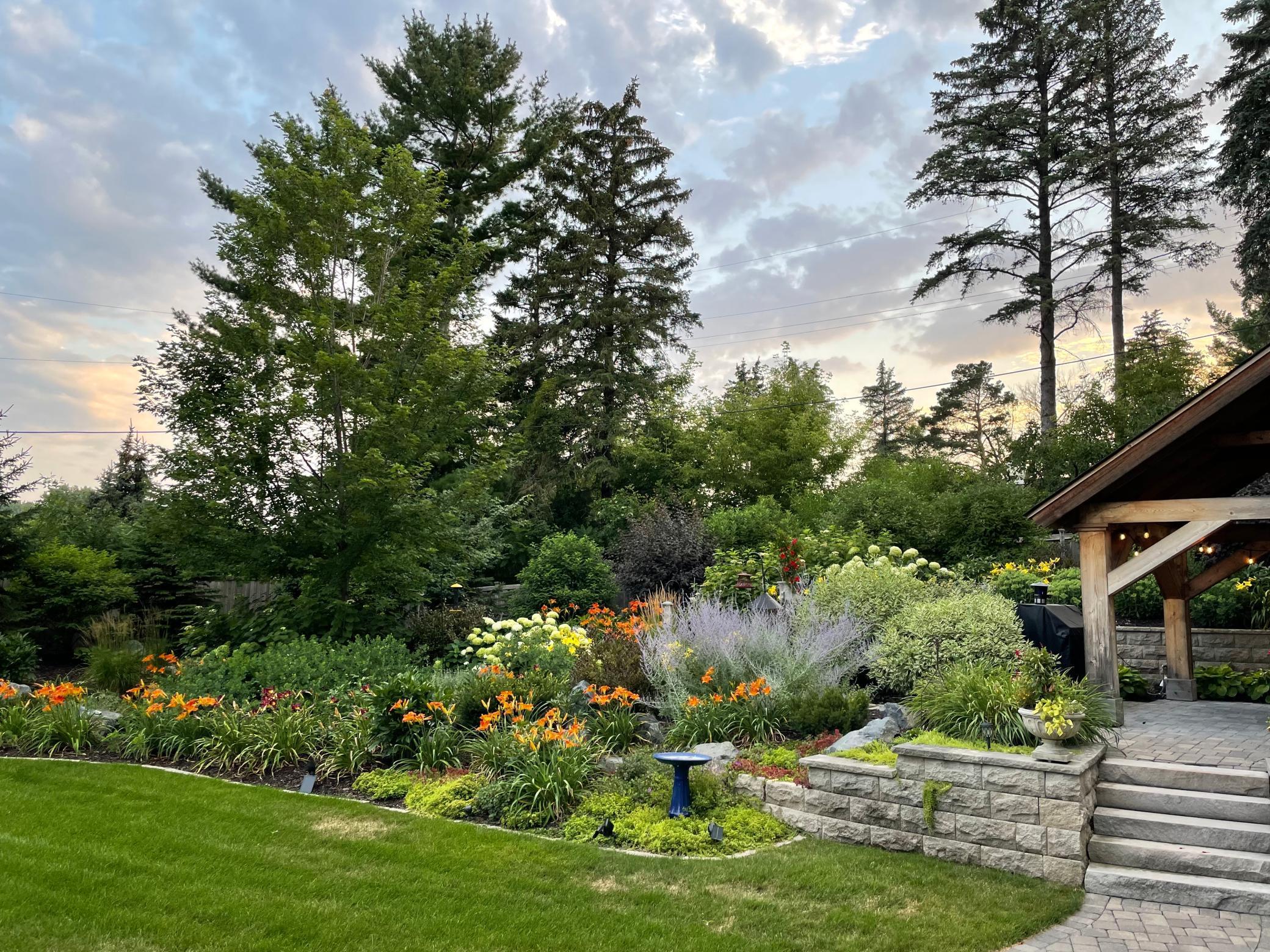 Beautiful gardens on the west side of the property