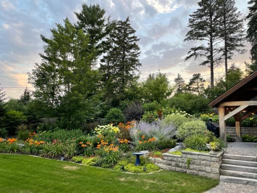 Beautiful gardens on the west side of the property